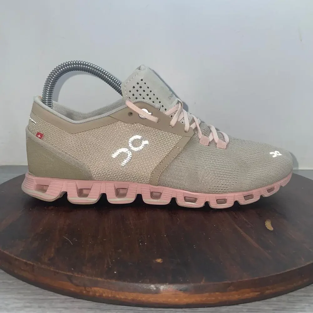 On Cloud X Shoes Women's Size 7.5 US Sand/Rose Pink Athletic Running Sneakers